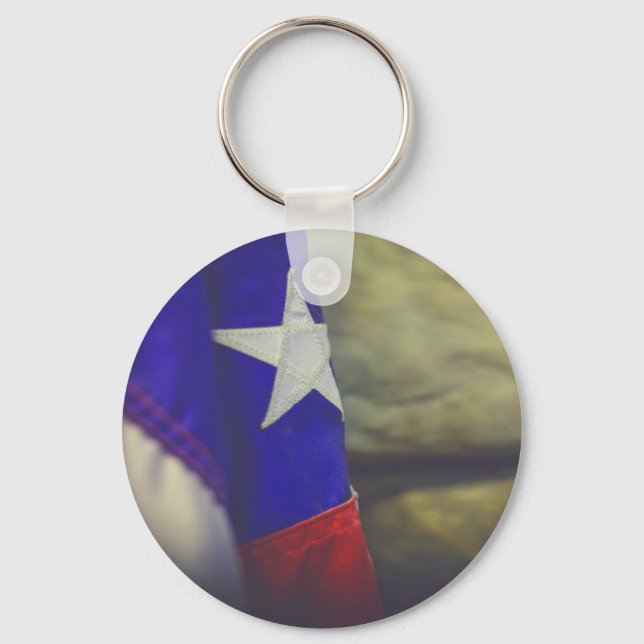 Texas Flag Rustic Lone Star State USA Keychain (Front)