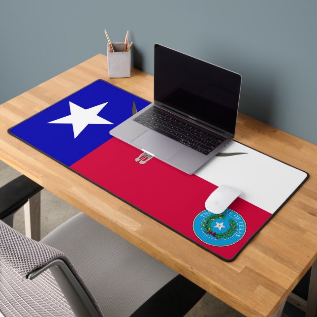 Texas flag-Seal and longhorn Desk Mat (Office 2)