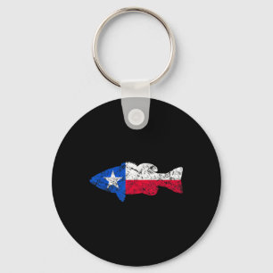 Texas Flag Smallmouth B Fishing Keychain