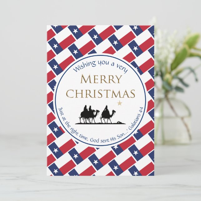 TEXAS FLAG Three Wise Men TEXAN Christmas Holiday Card (Standing Front)