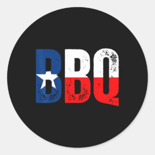 Texas Flag With Bbq  Classic Round Sticker