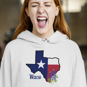 Texas Flag with State Flower Bluebonnet Custom Hoodie