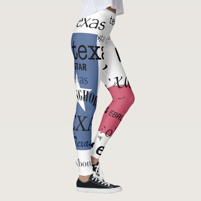 Texas Flag with Text Design Leggings (Right)