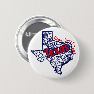 Texas Floral Doodles   2 Inch Round Button