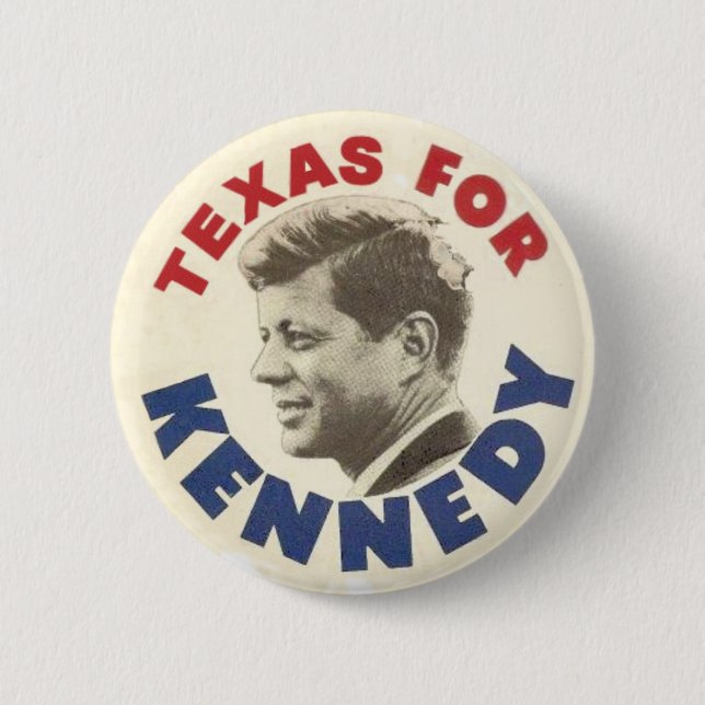 Texas for Kennedy black humour button (Front)