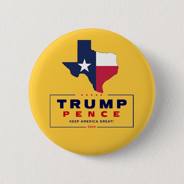 Texas for Trump Pence 2020 2 Inch Round Button (Front)