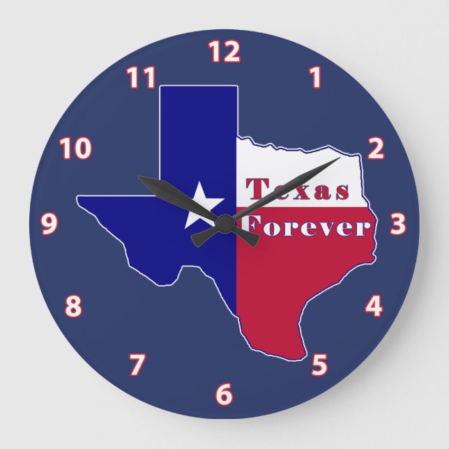 Texas Forever Flag Map Large Clock (Front)