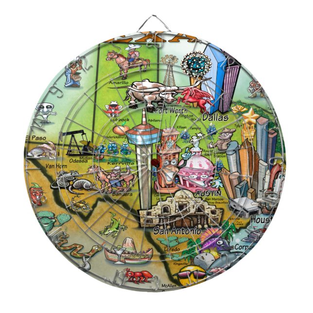 Texas Fun Map Dartboard (Front)