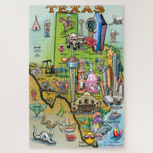 Texas Fun Map Jigsaw Puzzle