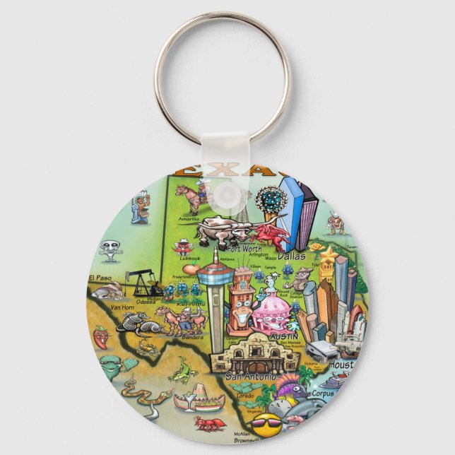 Texas Fun Map Keychain (Front)