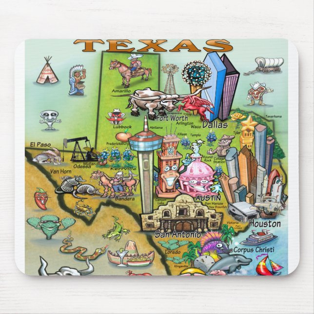 Texas Fun Map Mouse Pad (Front)