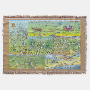 Texas Fun Maps Throw Blanket