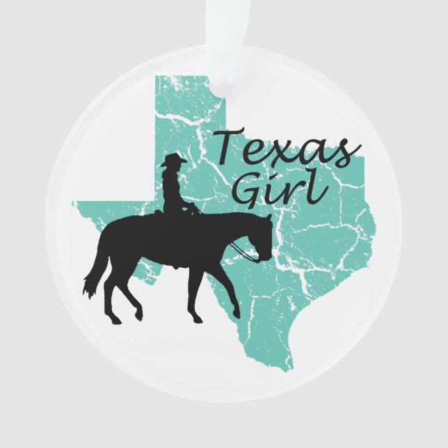 Texas Girl Horseback Christmas Ornament (Front)