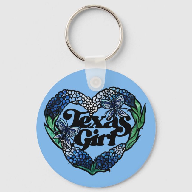 Texas Girl Texas Bluebonnets wildflower texan      Keychain (Front)