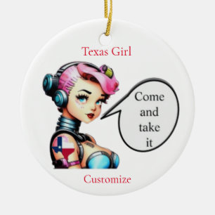 Texas Girl Thunder_Cove Ceramic Ornament