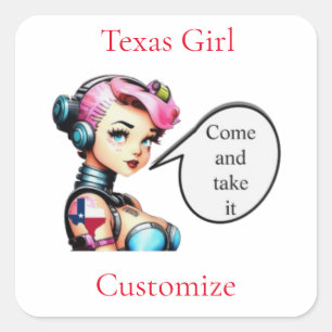 Texas Girl Thunder_Cove Square Sticker