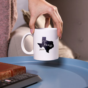 Texas Glitter State Shape Coffee Mug