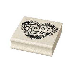 Texas Grandma Texas Bluebonnets Heart Rubber Stamp