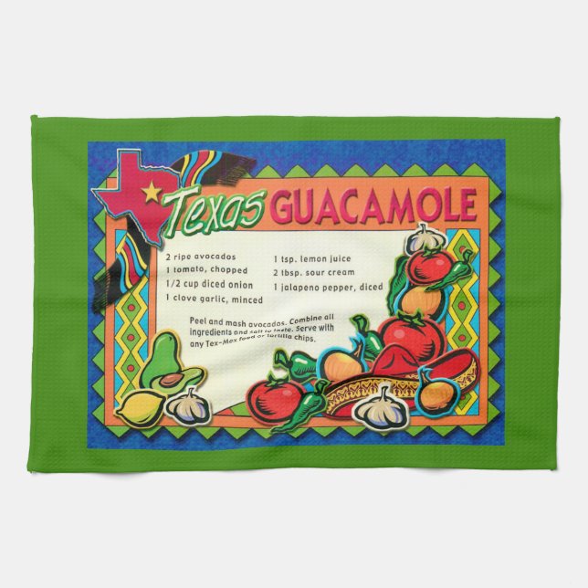 Texas Guacamole Recipe Kitchen Towel (Horizontal)