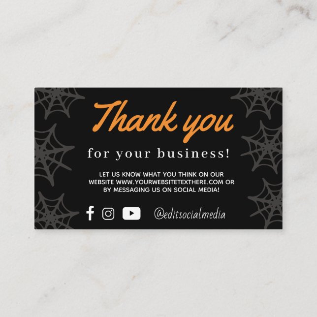 Texas Halloween Spider Web Thank Yall Card (Back)