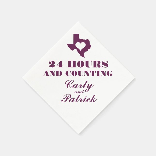 Texas Heart Rehearsal Dinner 24 Hours & Counting Napkin (Corner)