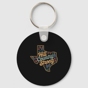 Texas Hill Country 2025 Texas Strong Retro Motivat Keychain