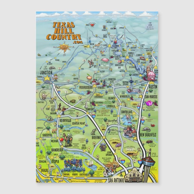Texas Hill Country Cartoon Map (Front)