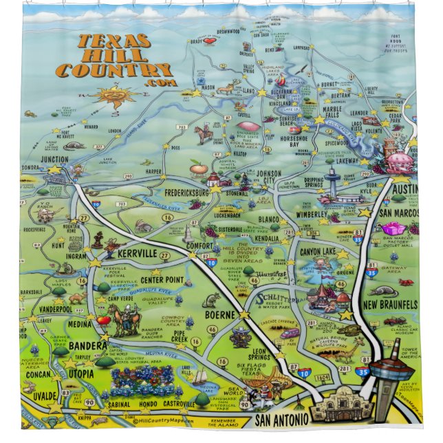 Texas Hill Country Cartoon Map (Front)