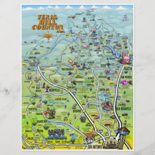 Texas Hill Country Cartoon Map Flyer