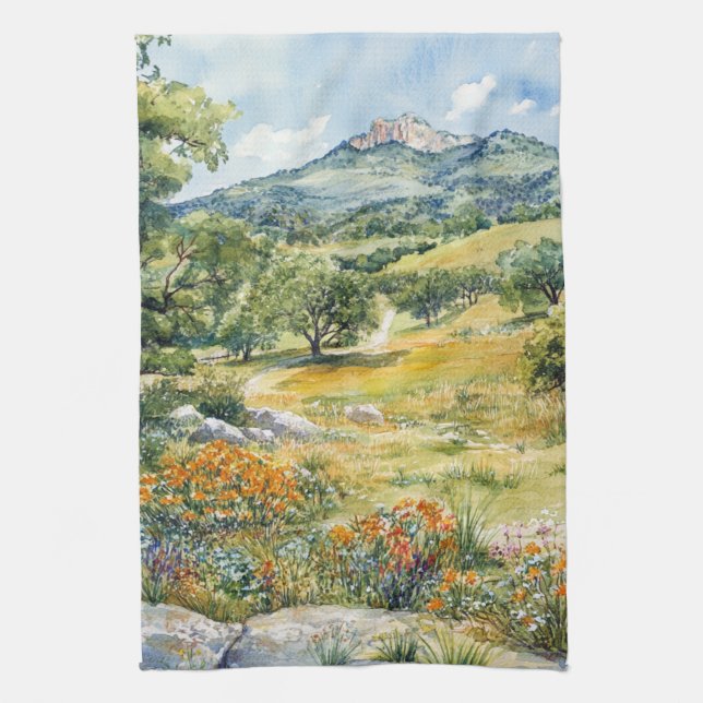 Texas Hill Country Kitchen Towel (Vertical)