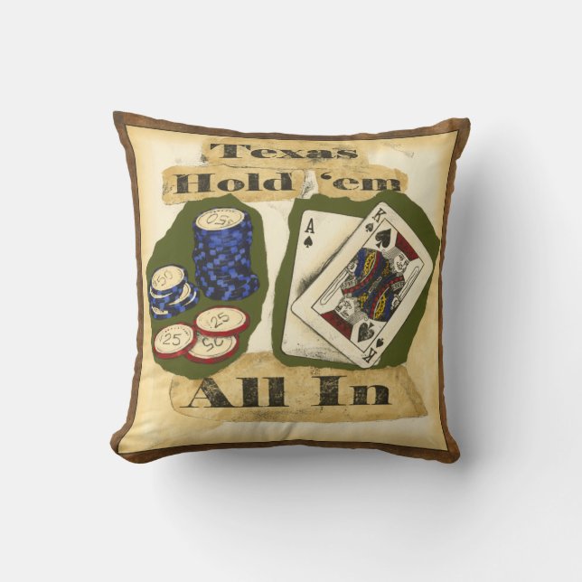Texas Hold 'Em Hand with King and Ace Throw Pillow (Front)