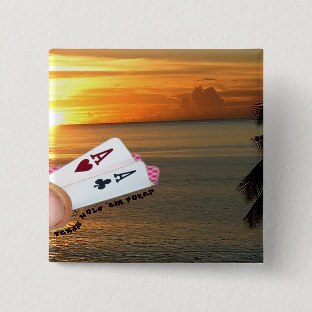 Texas Hold ‘em Sunset 2 Inch Square Button (Front)
