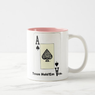 Texas Hold'Em Ace w Front Back Print Ace Design Two-Tone Coffee Mug