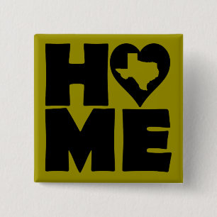 Texas Home Heart State Button Badge Pin