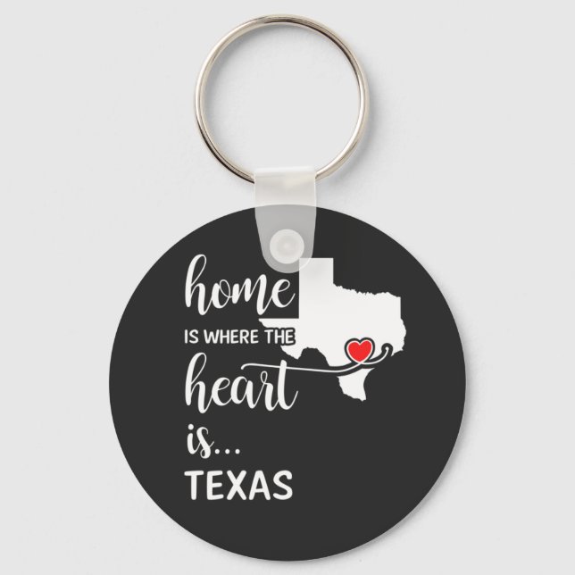 Texas home is where the heart is keychain (Front)