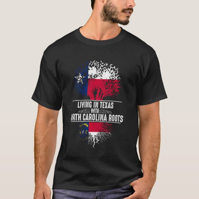 Texas Home North Carolina Roots State Tree Flag T-Shirt (Front)