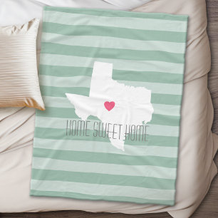 Texas Home State Love with Custom Heart Fleece Blanket