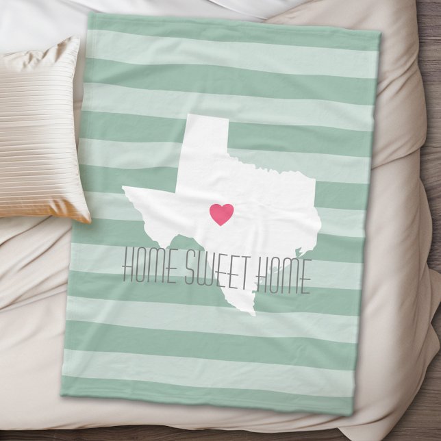 Texas Home State Love with Custom Heart Fleece Blanket (Texas Personalized Fleece Blanket)