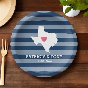 Texas Home State Love with Optional Custom Heart Paper Plate