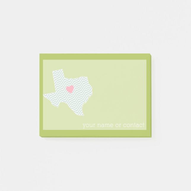 Texas Home State Love with Optional Custom Heart Post-it Notes (Front)