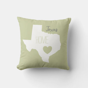 Texas home state map love heart throw pillow