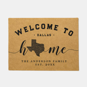 Texas Home State Map USA Minimalist Welcome Doormat