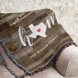 Texas Home State Personalized Wood Look Throw Blanket