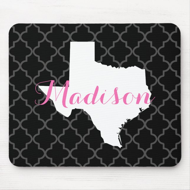 Texas Home State Quatrefoil Custom Monogram Mouse Pad (Front)