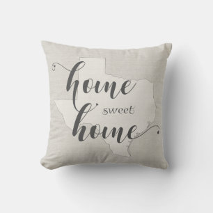 Texas - Home Sweet Home burlap-look Throw Pillow