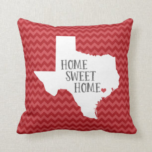 Texas Home Sweet Home State Chevron Throw Pillow