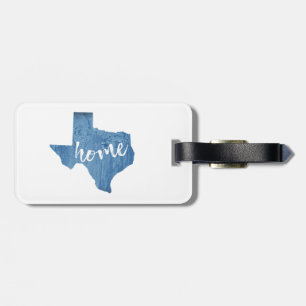 Texas Home Wood Grain Luggage Tag