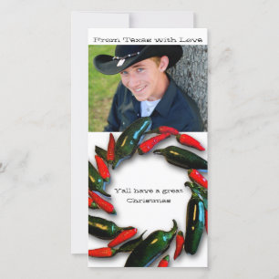 Texas Hot Pepper Wreath Photo Christmas Card