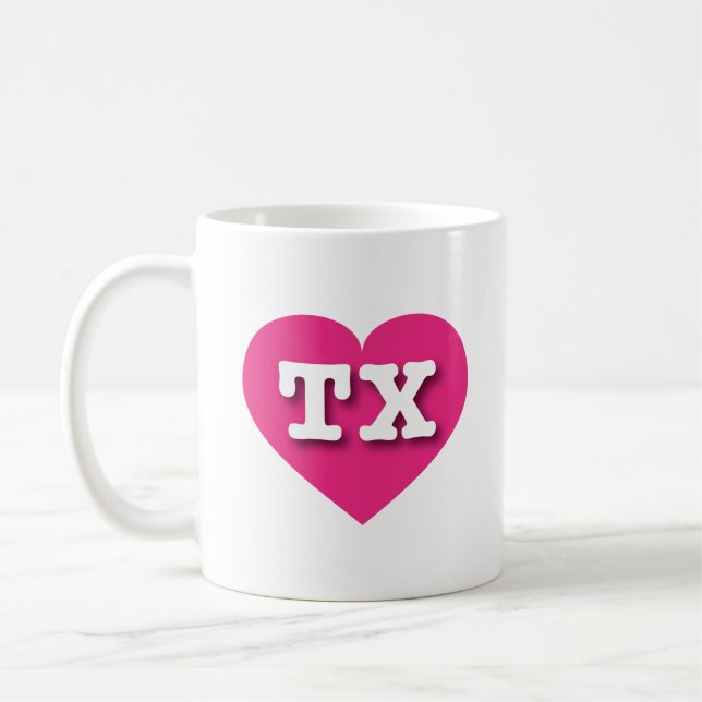 Texas Hot Pink Heart - I love TX Coffee Mug (Left)