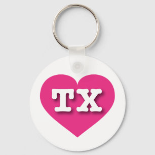 Texas Hot Pink Heart - I love TX Keychain